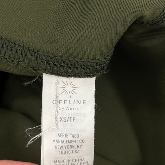 Aerie Offline XS Goals High Waisted Pocket Legging Olive Green Mesh Extra Small - Picture 12 of 16